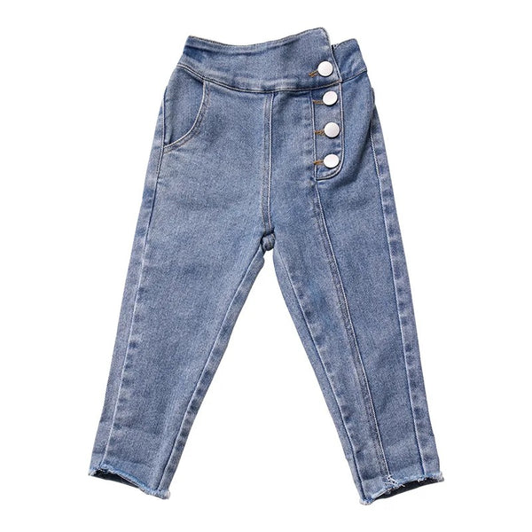 Girls Button Style Slim Fit Jeans