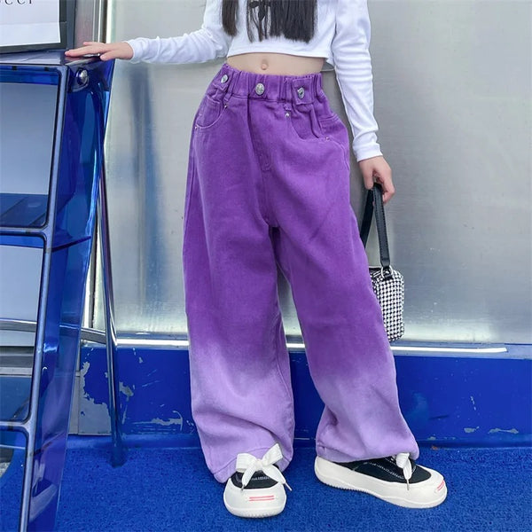 Girls Purple Wide Fit Jeans