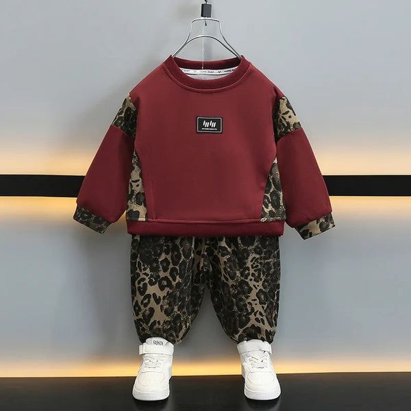 Boys Red Sweatshirt And Jogger 2 Pcs Set