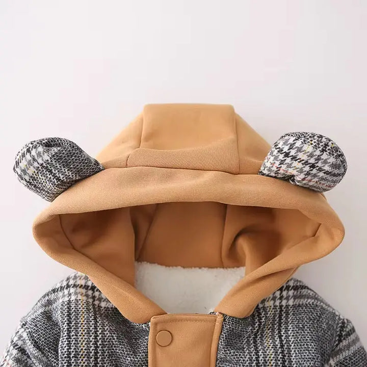 Boys Winter Hooded Plaid Coat With Teddy Pockets TrendyKid