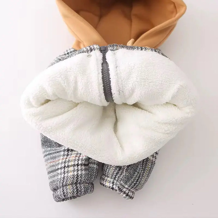 Boys Winter Hooded Plaid Coat With Teddy Pockets TrendyKid
