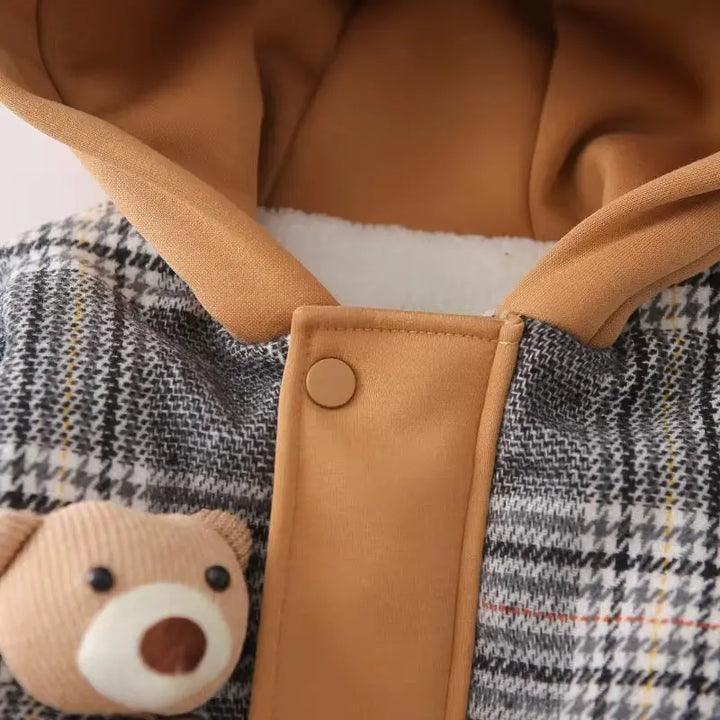 Boys Winter Hooded Plaid Coat With Teddy Pockets TrendyKid