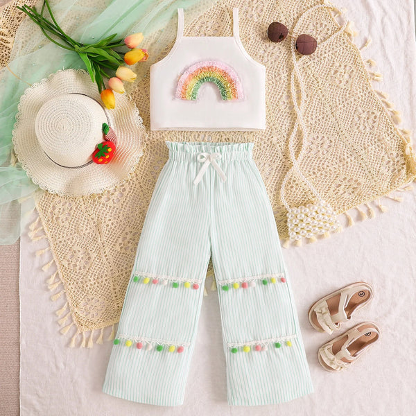 Girls Camisole Crop Top and Pants 2 Pcs Set