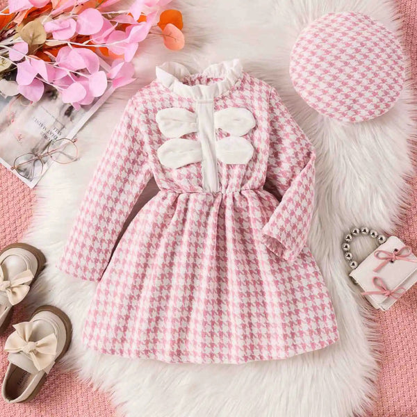 Girls Adorable Pink Dress with Bow Details