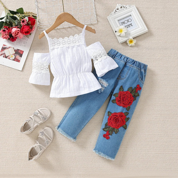 Girls Stylish Top and Jeans Set