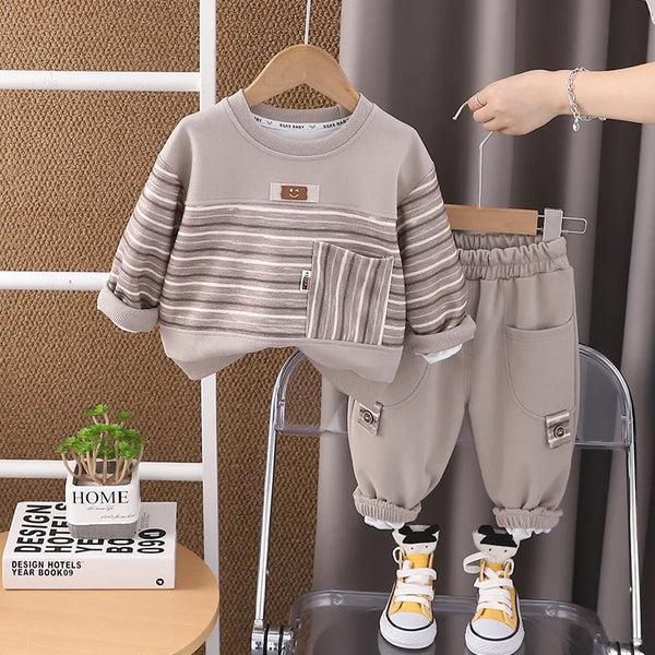 Boys Striped Sweatshirt And Jogger 2 Pcs Set