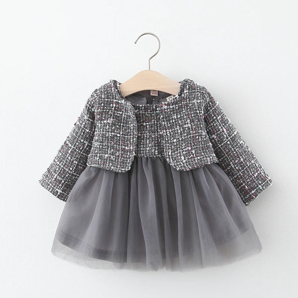 Baby Girl Tweed Grey 2 pc Dress