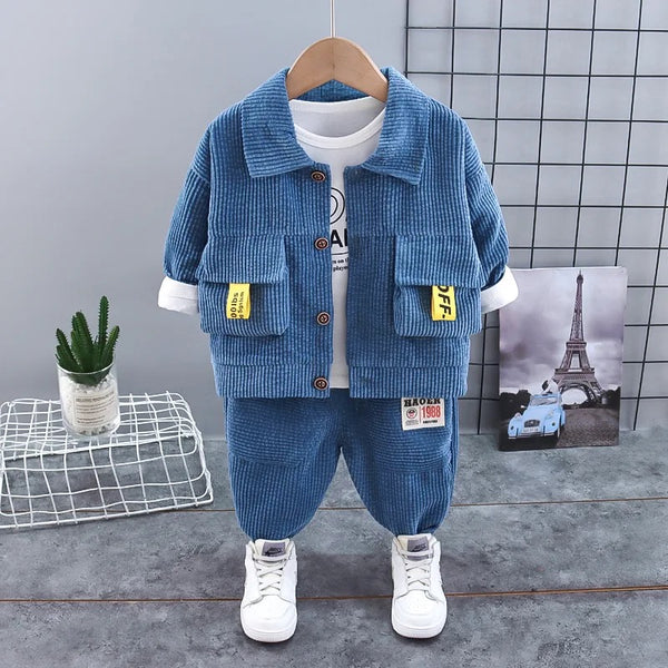Boys Corduroy Co-ord Set With T-shirt