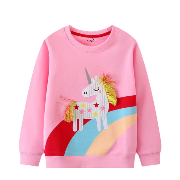 Girls unicorn patchwork Pink sweatshirt