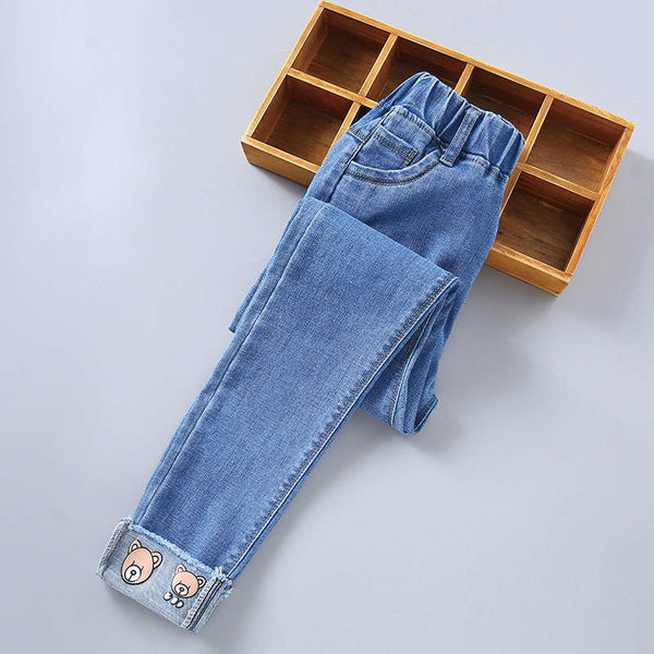 Girls Blue Jeans with Teddy Design