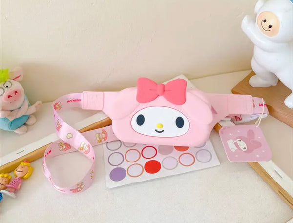 Girls Cute Pink Kitty Silicone Waist Bag