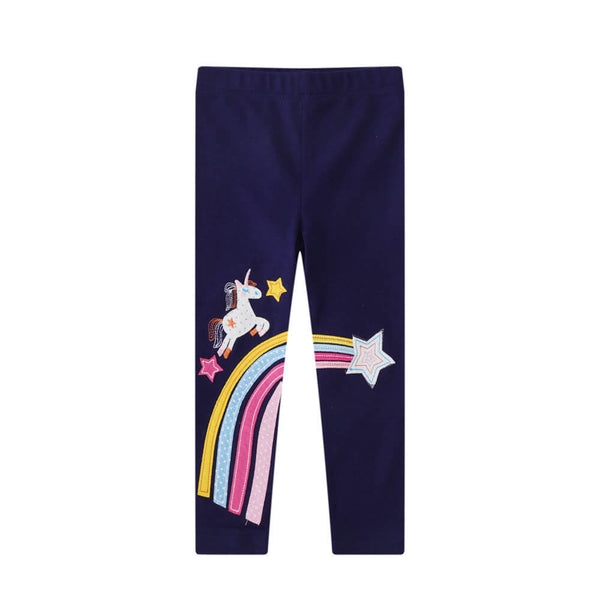 Girls unicorn patchwork stylish navy Blue Leggings