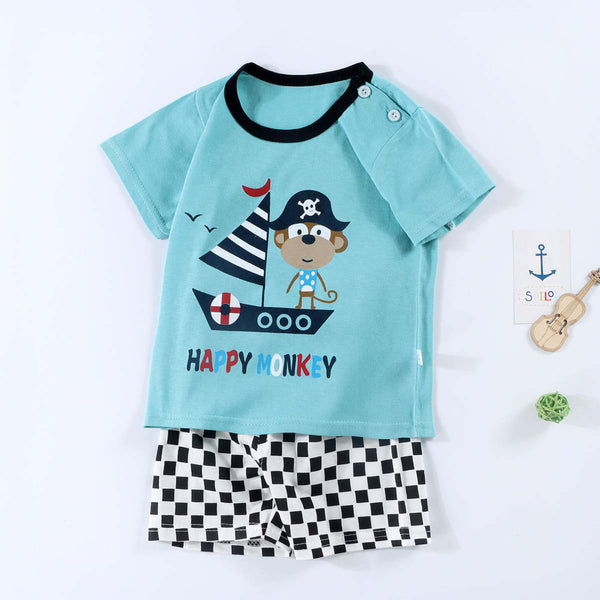 Boys Summer Set Blue Printed Set