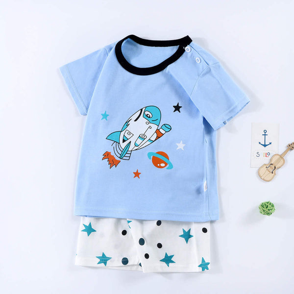 Boys Jet Print Blue Summer Set