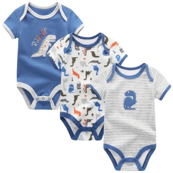 Baby Rompers Pack Of 3 Printed Bodysuits