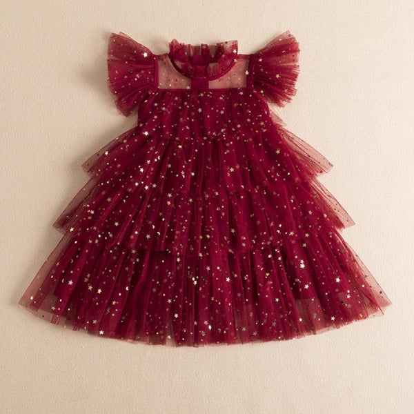 Girls party wear frill embellished Red dress