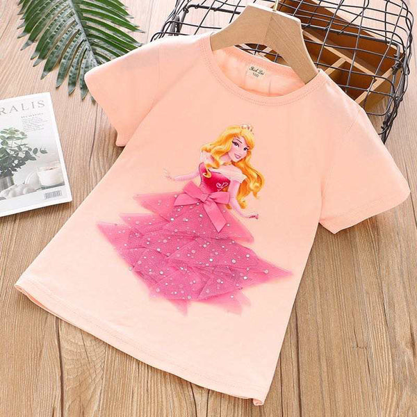 Girls Princess Tshirt with 3D net style