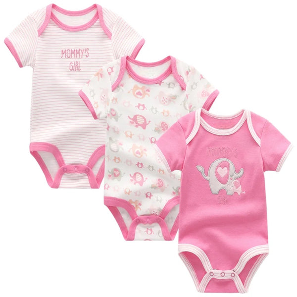 Baby Girl Rompers Pack of 3 printed Bodysuit