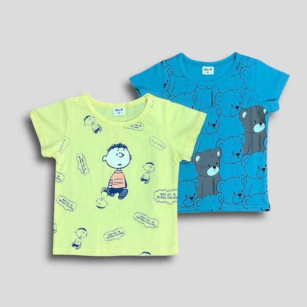 Boys Summer Combo T-shirt Set Yellow & Blue T-shirt